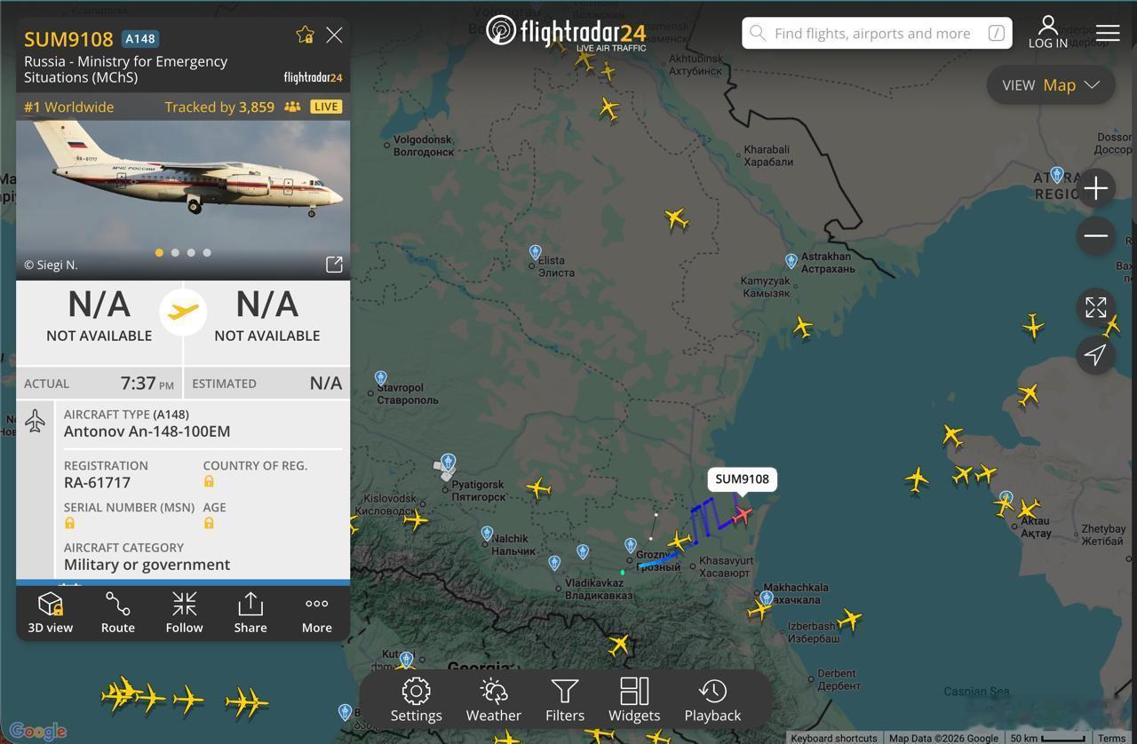 ✈️ 记录显示，有两架医疗航班从莫斯科飞往车臣。      据 Flightra