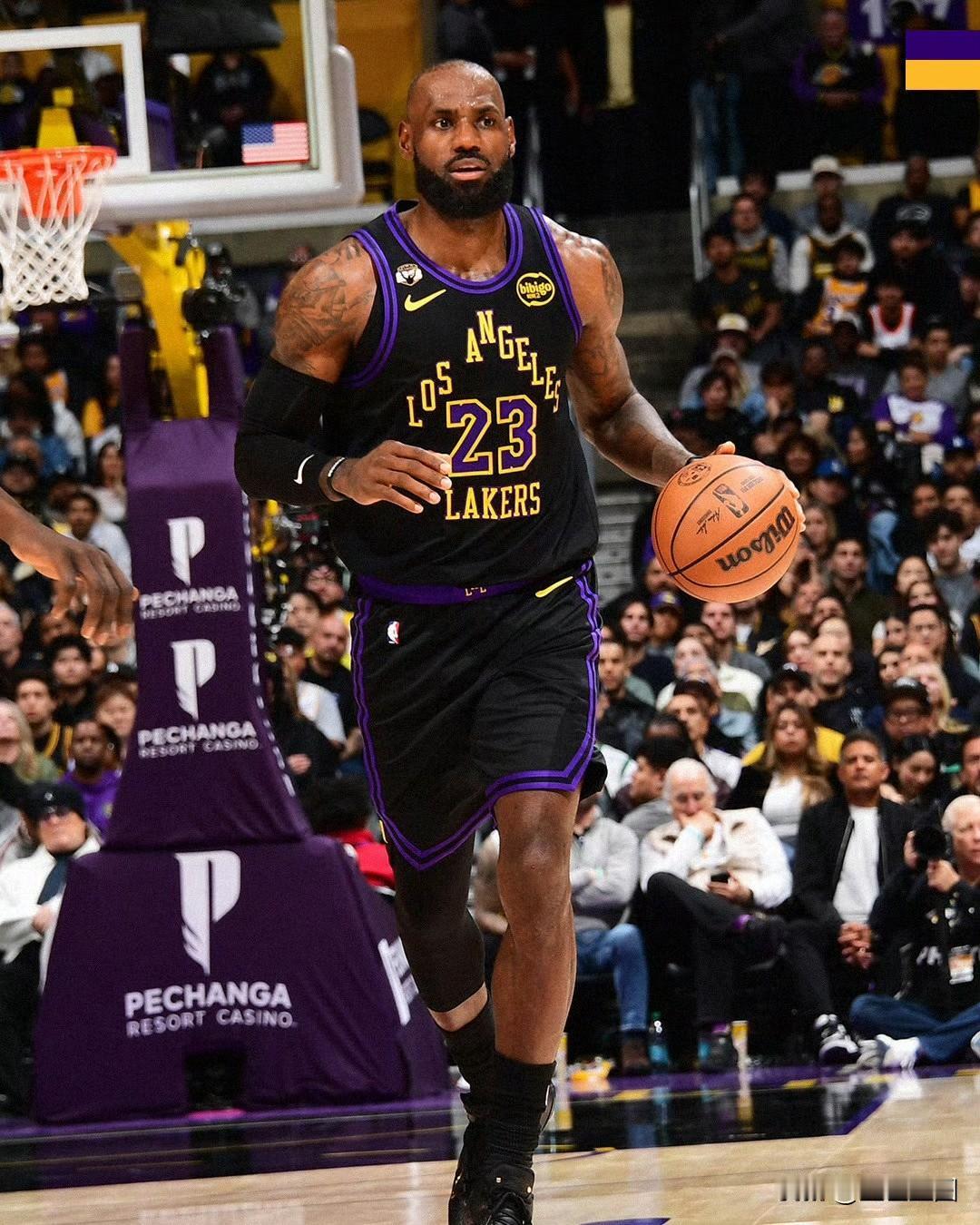 湖人141:116大胜老鹰，结束三连败，战绩重新回到第五。
没想到背靠背老詹也上