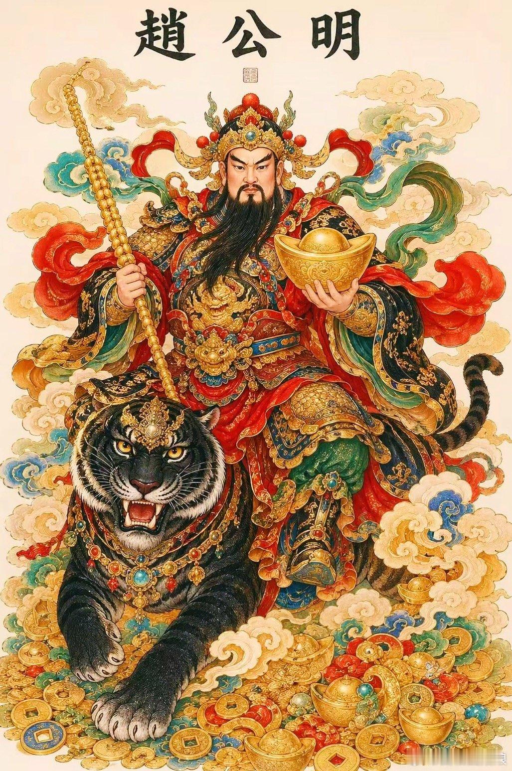 转赞财神爷赵公明神像，大小财进账不断！ ！！！ 