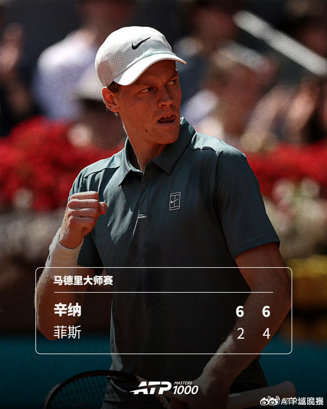 #辛纳首进马德里赛决赛##ATP1000#  5月1日晚，ATP1000马德里大