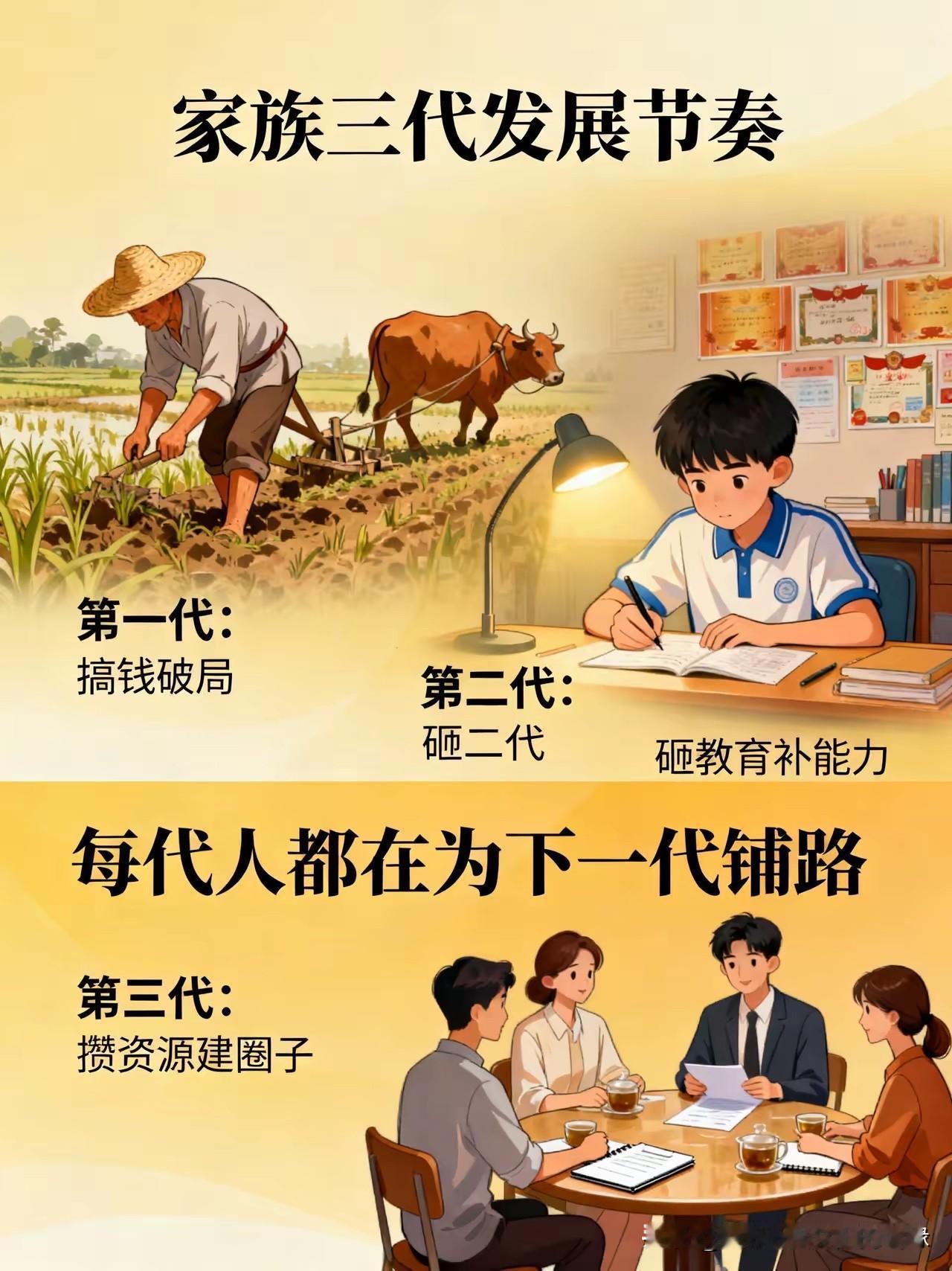 一个家族兴旺的铁律：三代人，每代只做一件事！

家族想要长久兴旺，藏着一条朴素铁