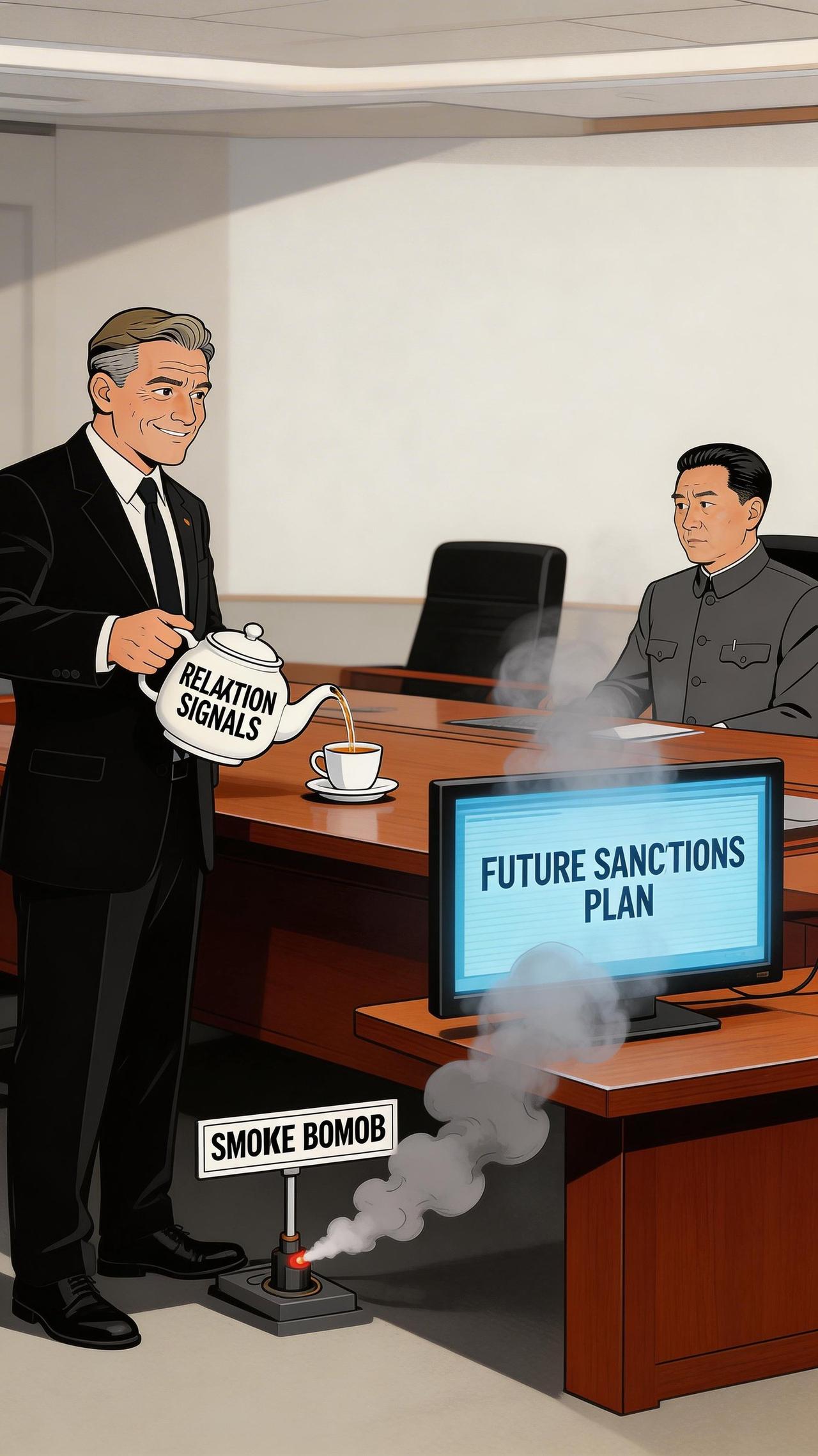 特朗普对华策略充满欺骗性。特朗普表面释放缓和信号，实际在多个关键领域持续对中国施