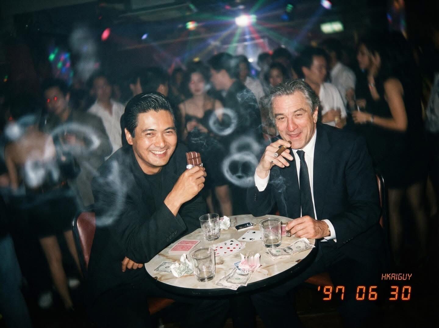 AI越来越强大了，这几张港星和欧美明星的同框还挺有意思。 