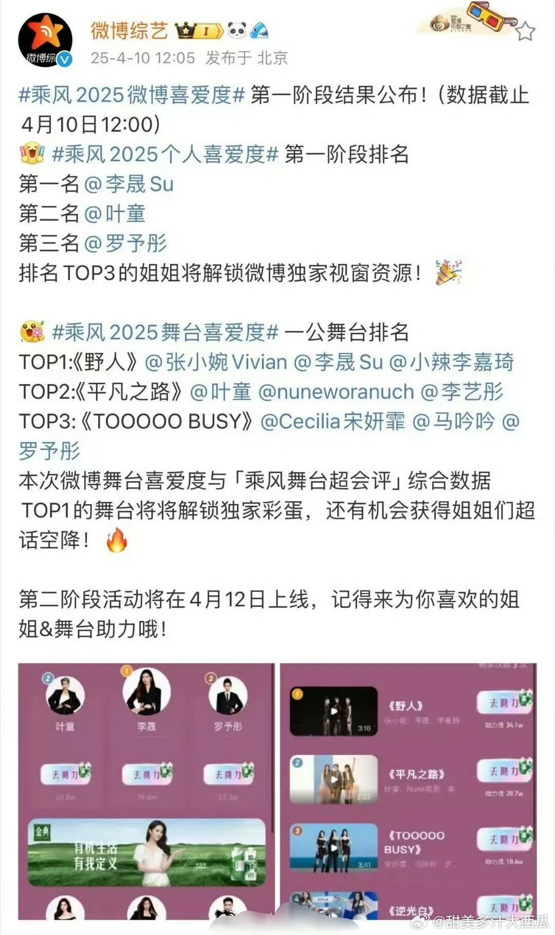 李晟[超话]李晟三次个人第一乘风2025三次斩获个人第一，李晟在《乘风2025》