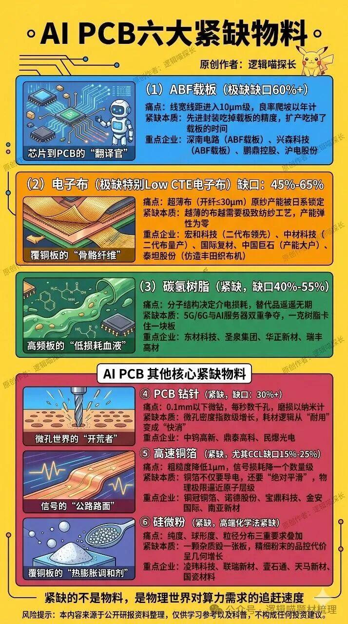 AI PCB六大紧缺物料
的确是要信早信，不然高攀不起啊。
学习中，活到老学到老