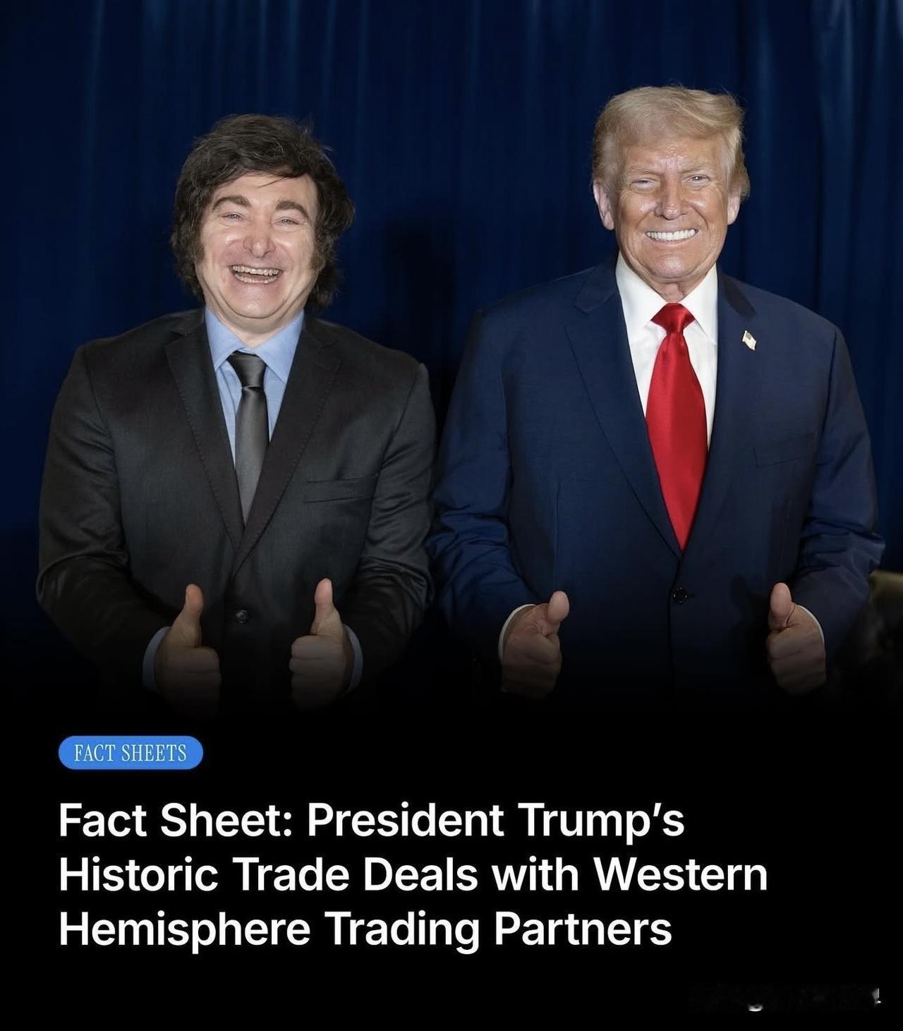 🇺🇸🇦🇷贸易协议签署：美国获得牛肉，阿根廷获得技术和更低的税收。
特朗普