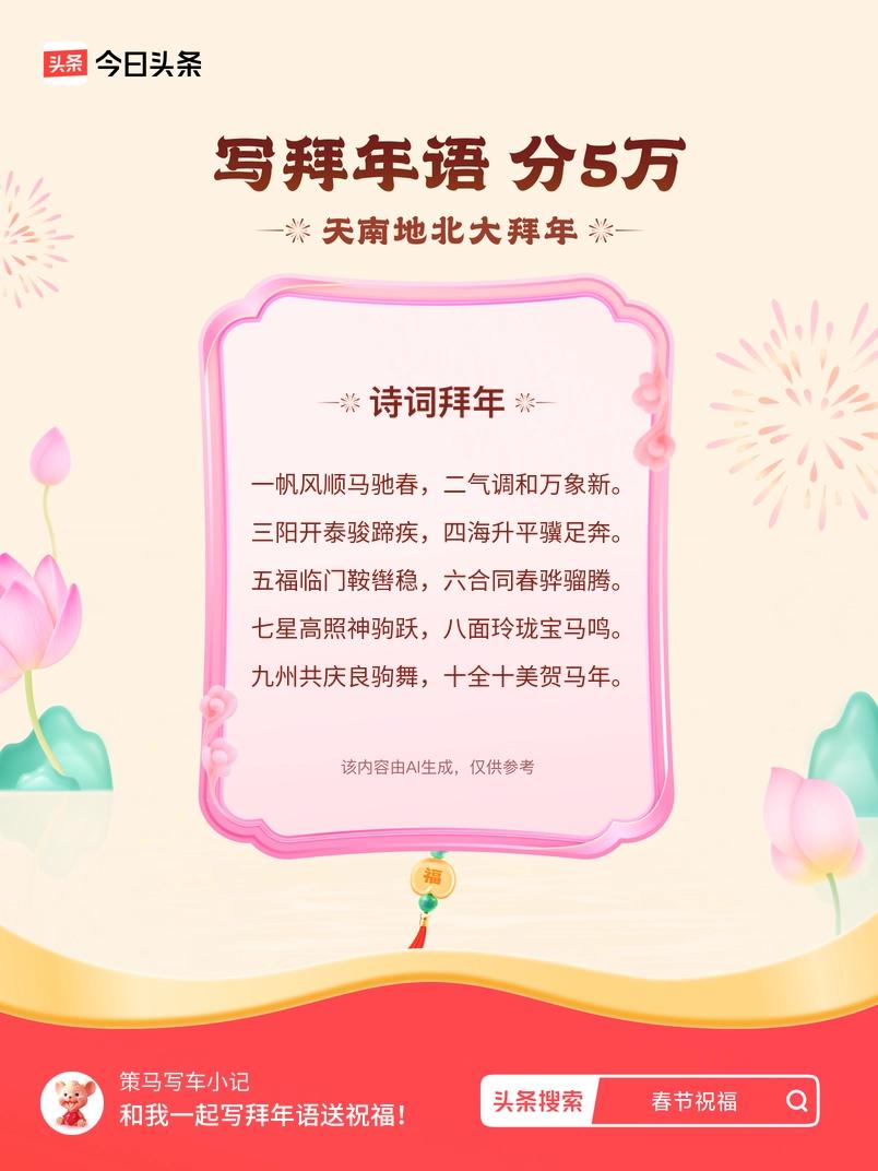 写拜年语送祝福新春拜年送祝福！我的祝福是：“一帆风顺马驰春，二气调和万象新。三阳