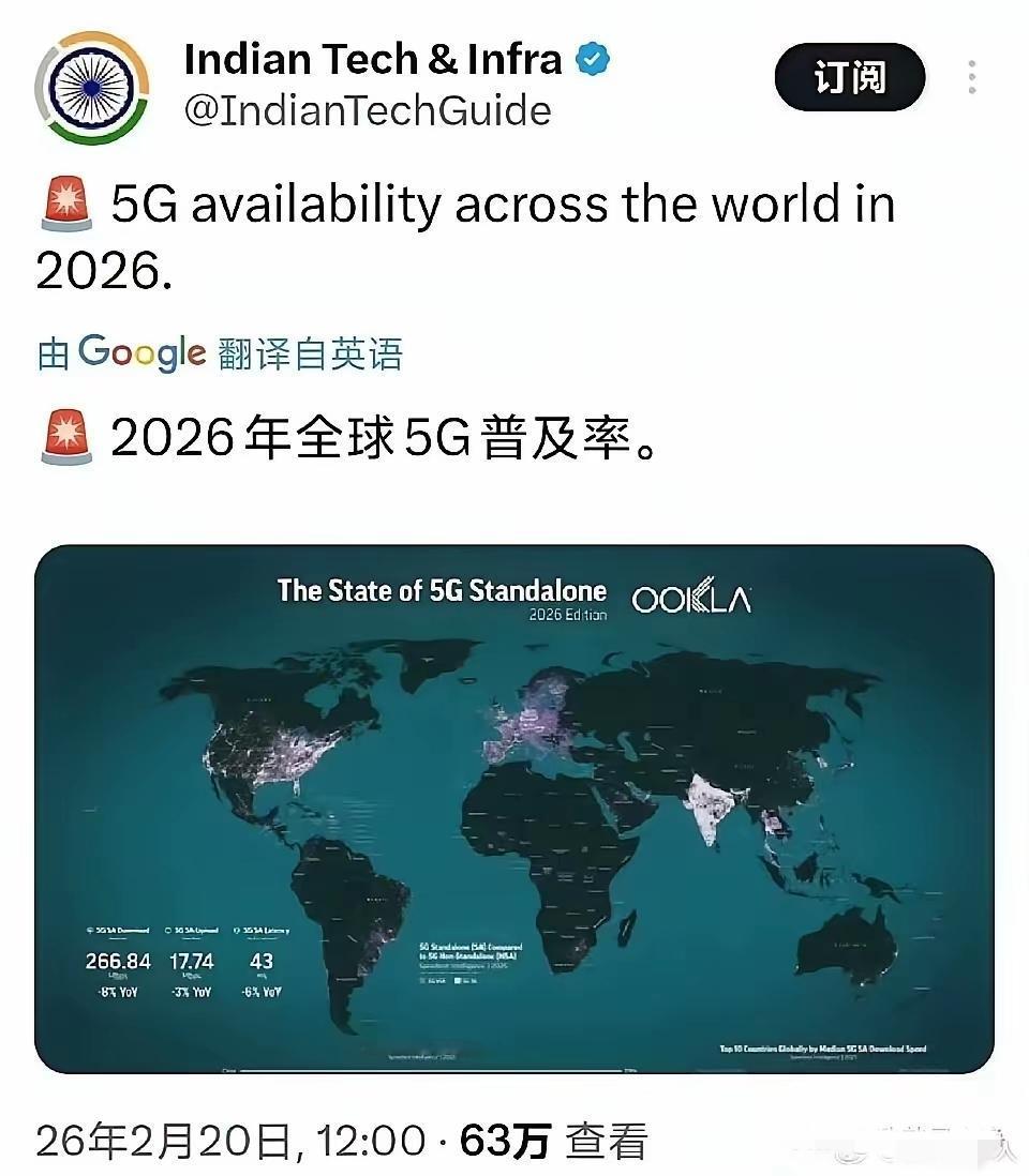 印度版世界5G地图：睁眼瞎
这就是印度人眼中的世界，您或许觉得他很可笑，当一张被