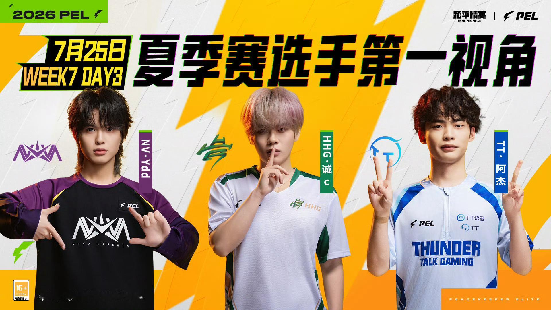 2026PEL夏季赛常规赛Week7 Day3（7月25日）选手第一视角名单：N