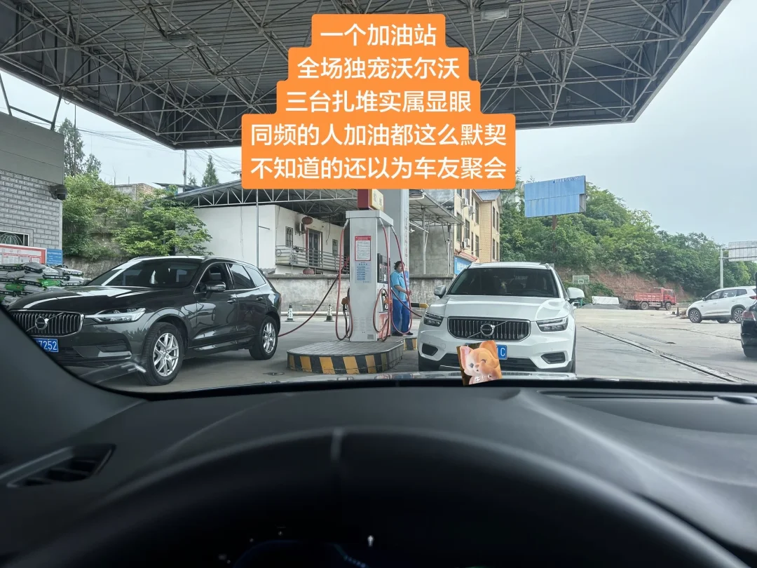 加油站，沃尔沃车主包场哈哈