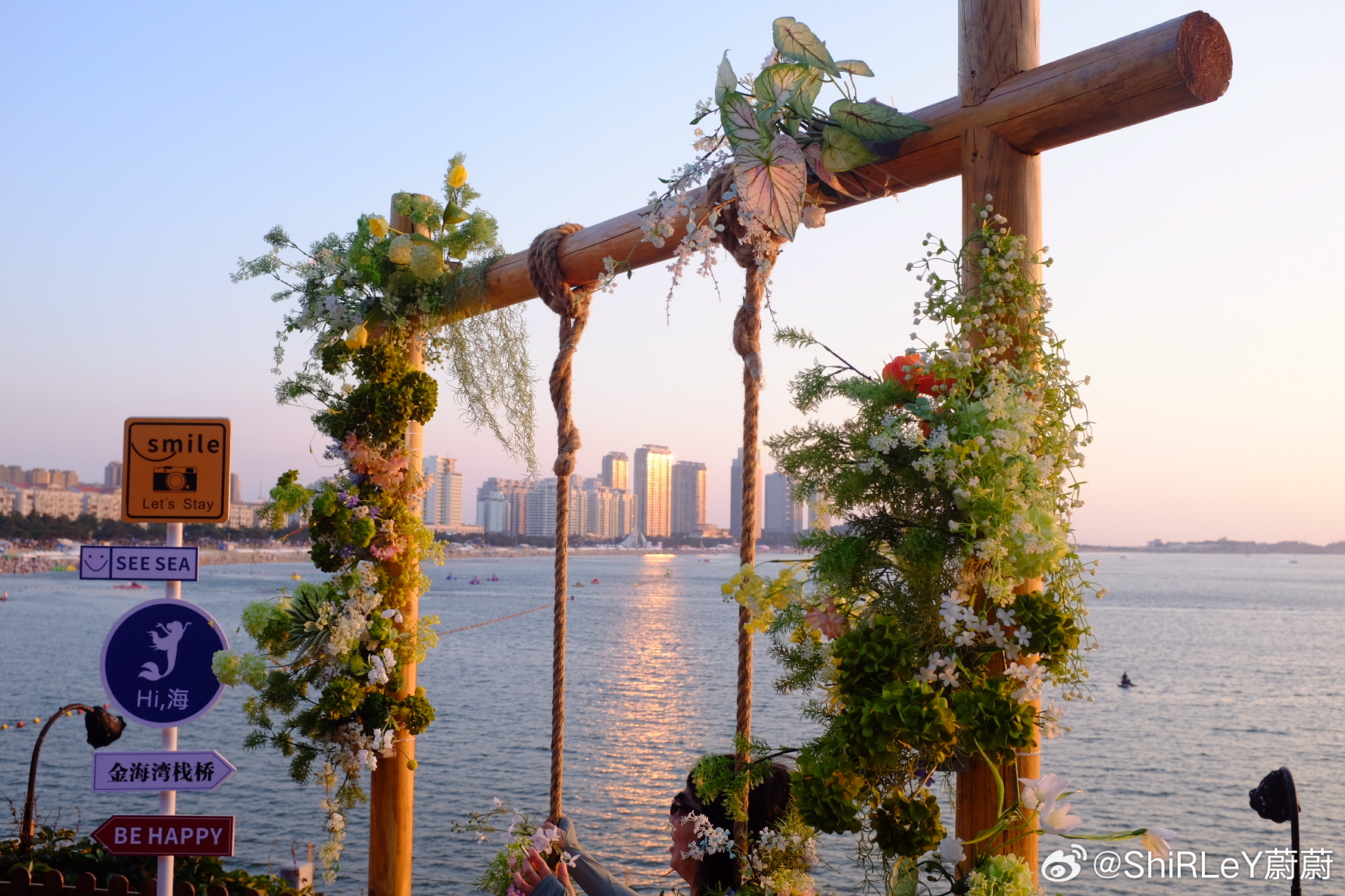 饭后去海边散步，看夕阳，好舒服 威海·威海国际浴场