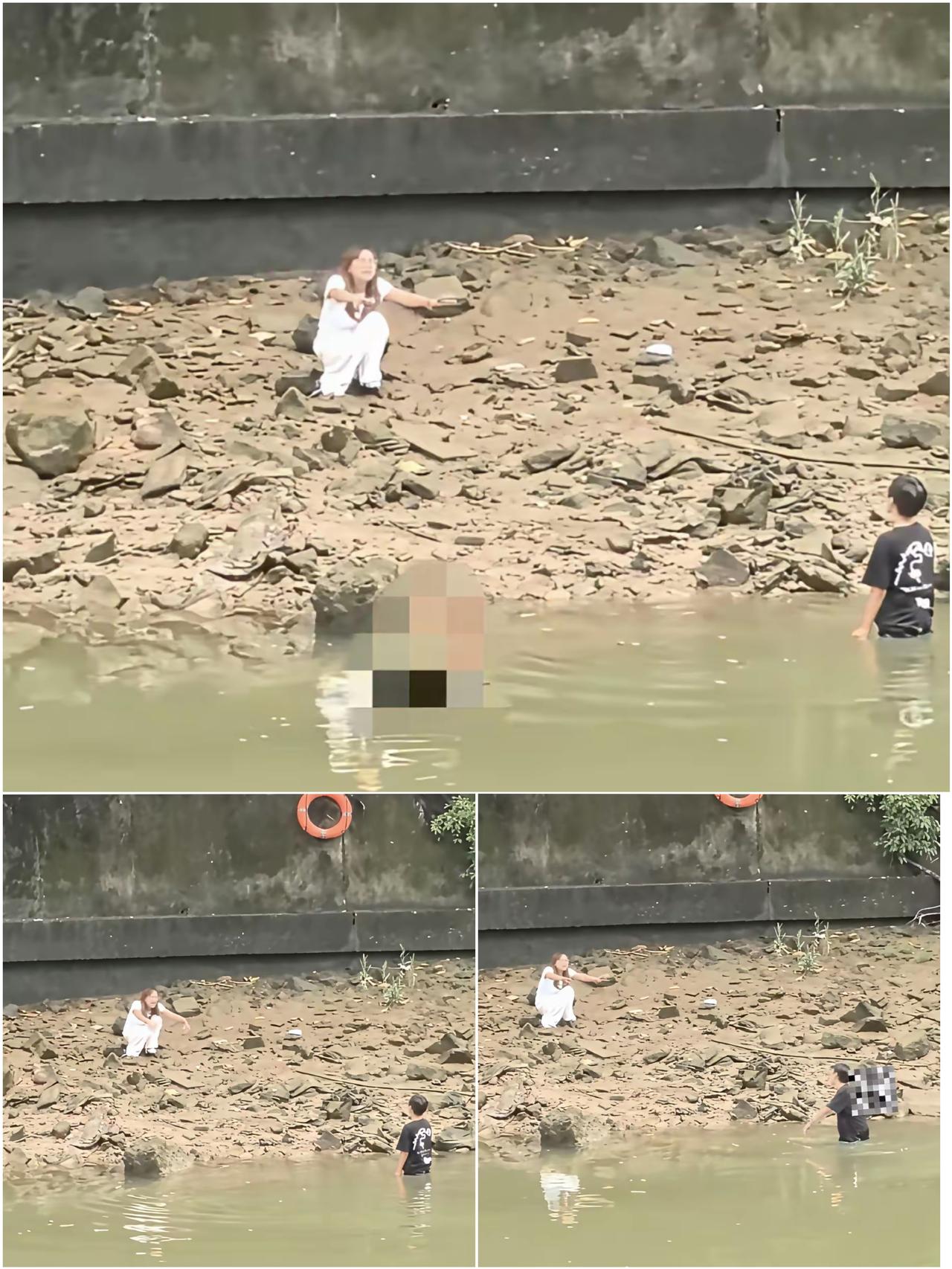 母子争吵后男孩直接下水拿轻生逼

母亲低头，岸边妈妈腿软痛哭道歉，

他反倒步步