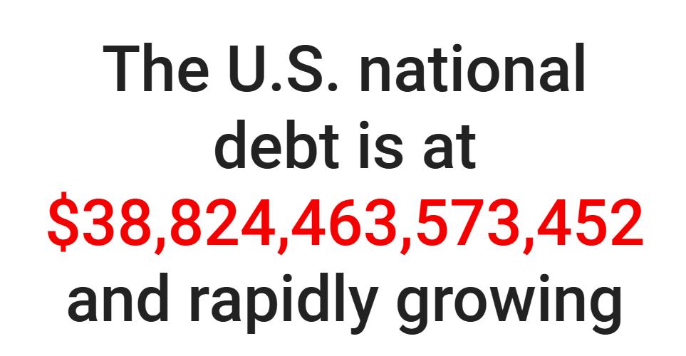根据美国财政部最新公布的数据，截至3月3日，国家债务上升至38,824,463,