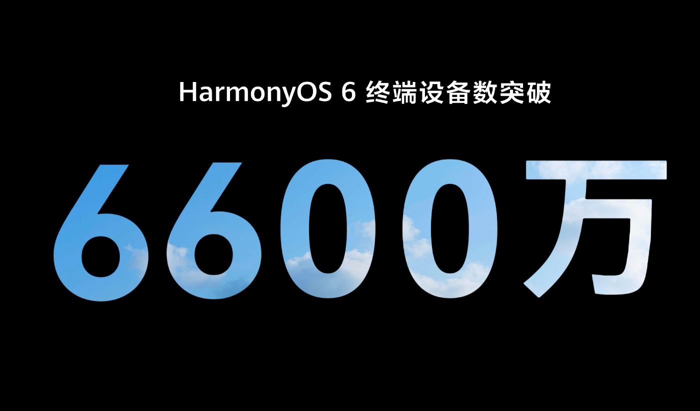 HarmonyOS 6中端设备数突破了6600万，这个速度依旧非常快。今天鸿蒙7