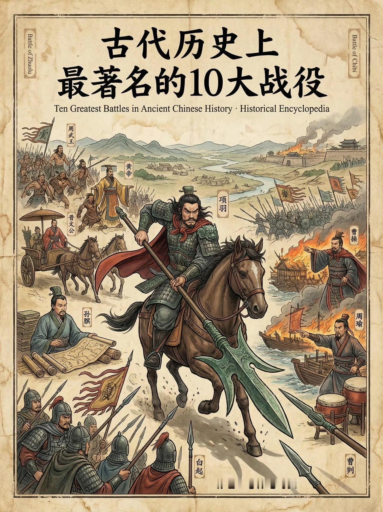 一套信息量满满的历史插画，梳理古代史上十场改写时代走向的关键战役。
 
从开启华