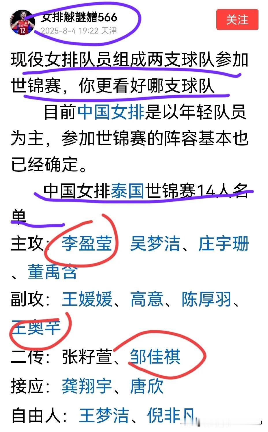 哈哈，这流量蹭的，存在感刷的，还现役女排队员组成两支球队参赛世锦赛，你更看好哪支