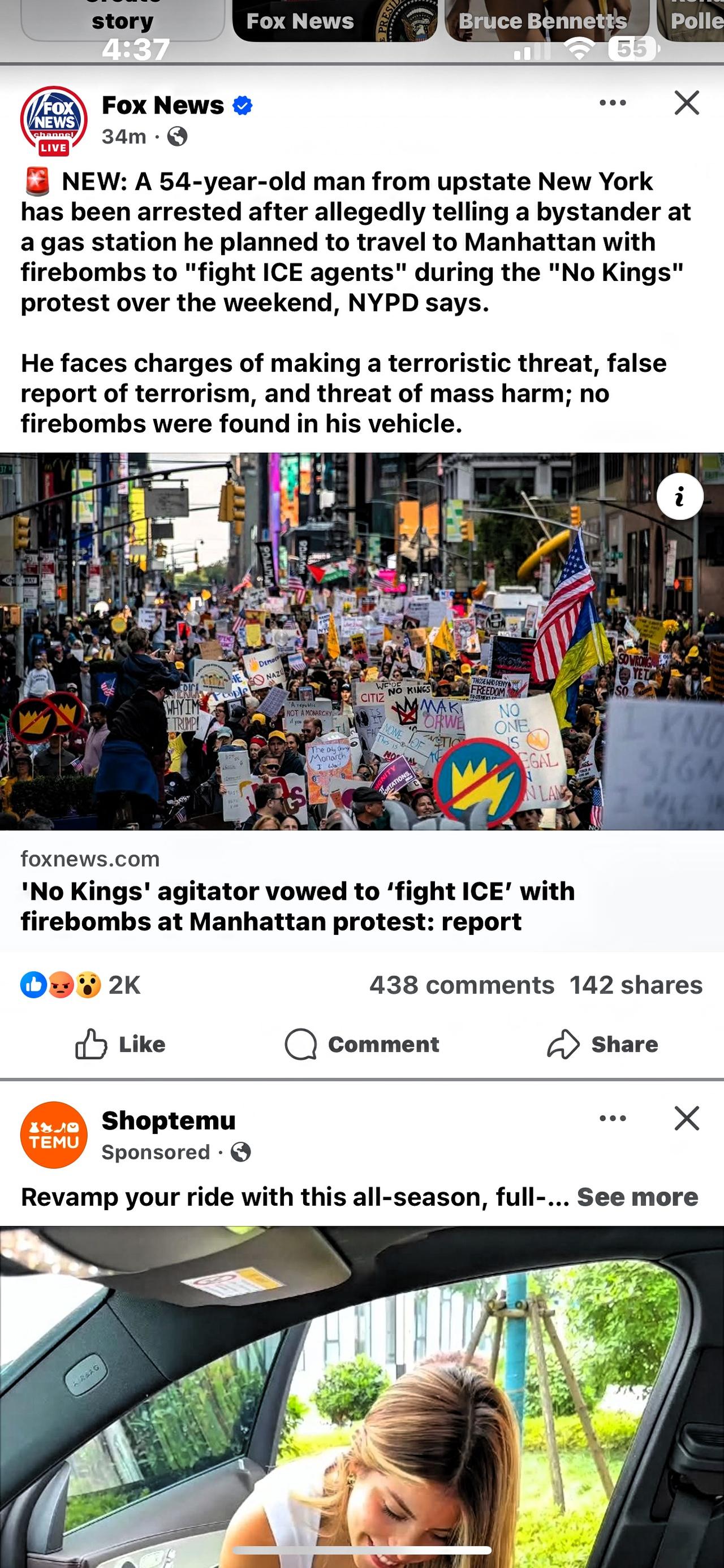 福克斯最新消息：纽约警察局称，一名来自纽约州北部的54岁男子因涉嫌在周末“拒绝国