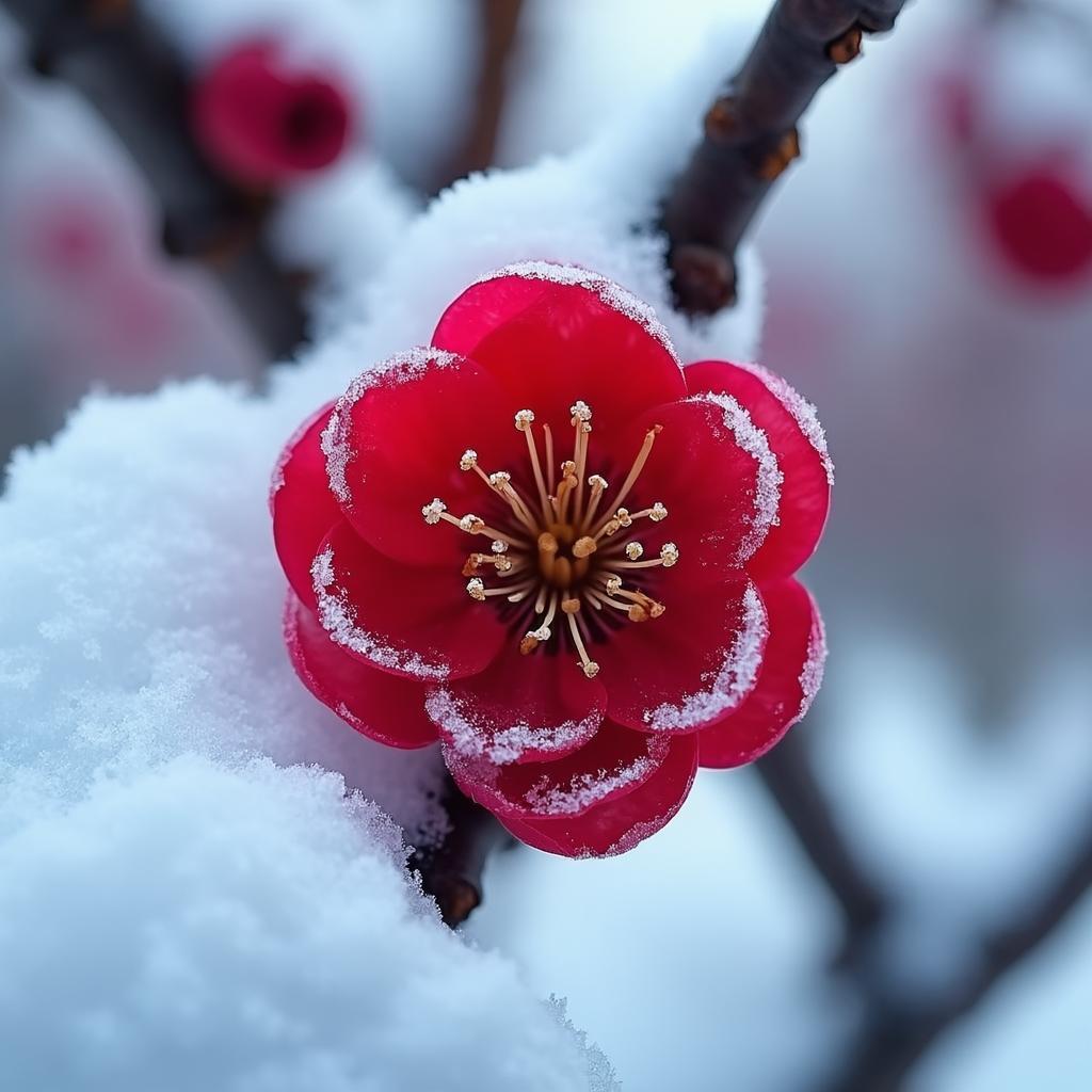 上联，点点红梅斗霜雪，求下联纷纷玉蝶迷山野