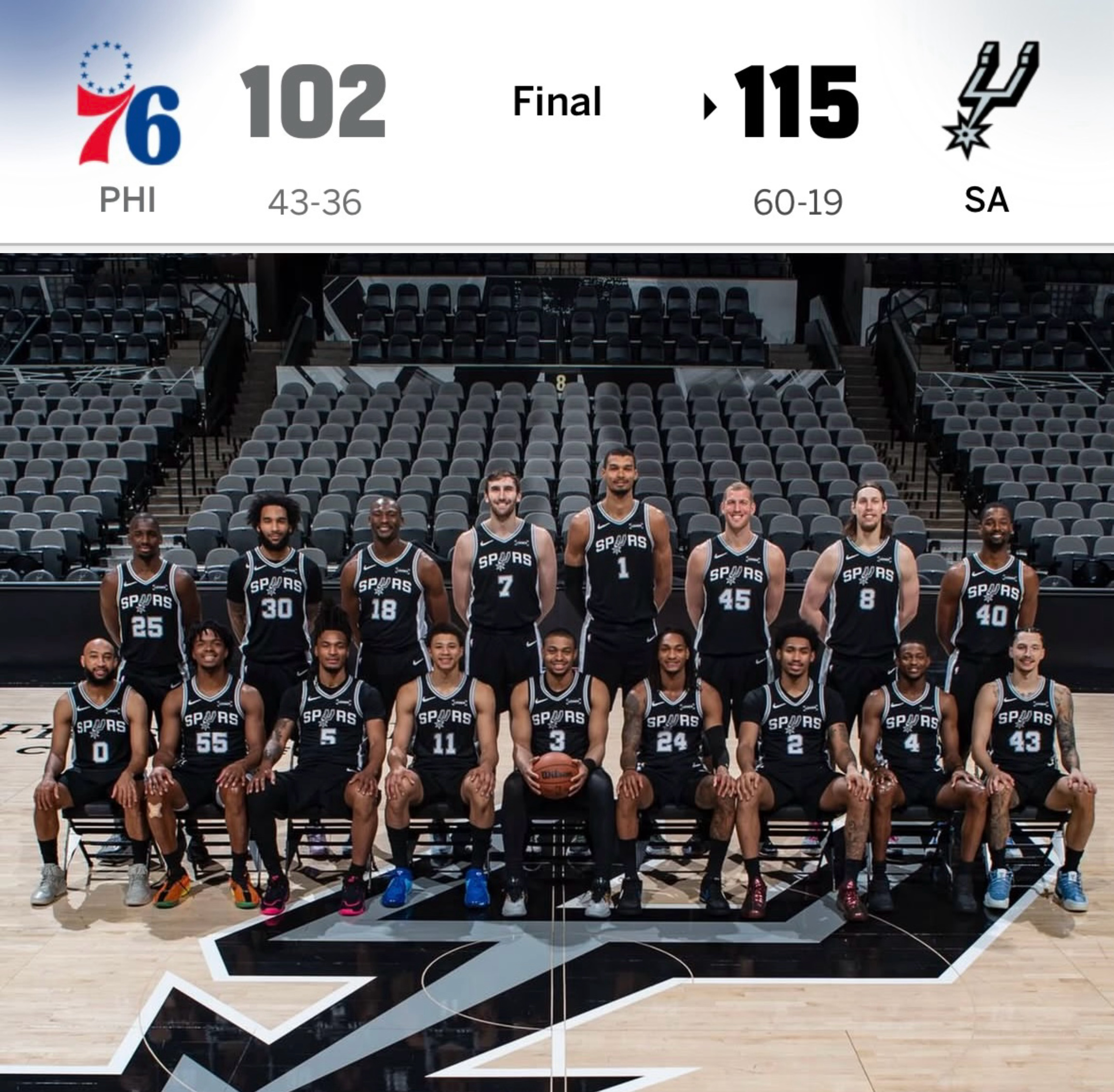 马刺队时隔9年再次拿到60胜，上一次60胜以上是伦纳德被勇士帕楚里亚垫脚的那个赛