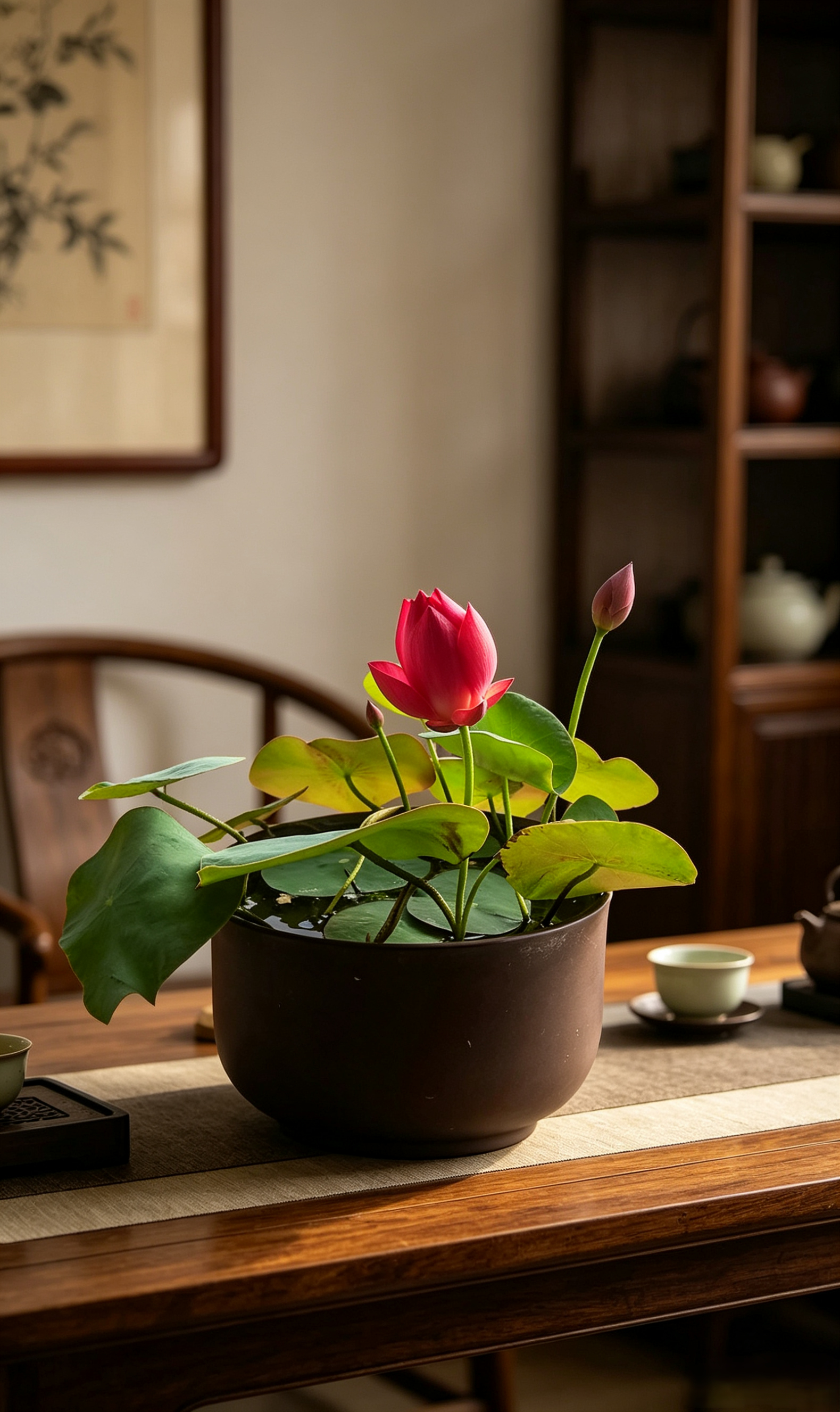生活手记碗莲开花了，朋友说也喜欢碗莲，就带去了约茶的茶室。 结果茶室老板看了也喜