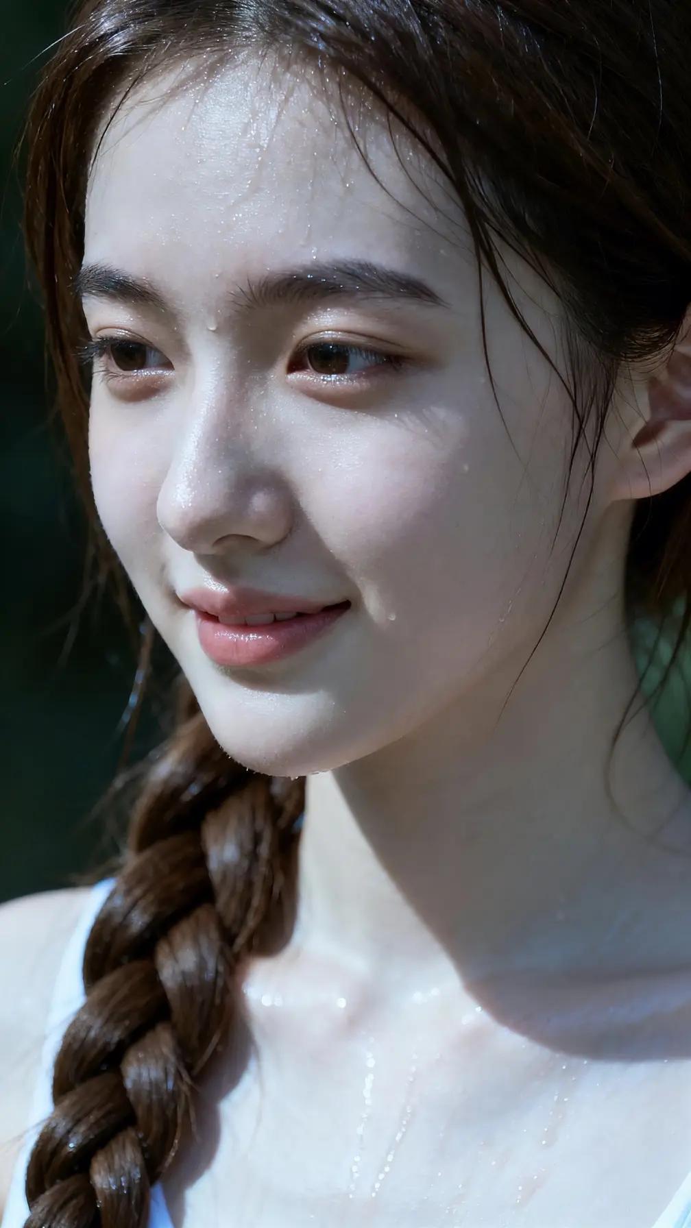 阳光洒下的清新少女，微笑中透着自然之美🍀💝🌴