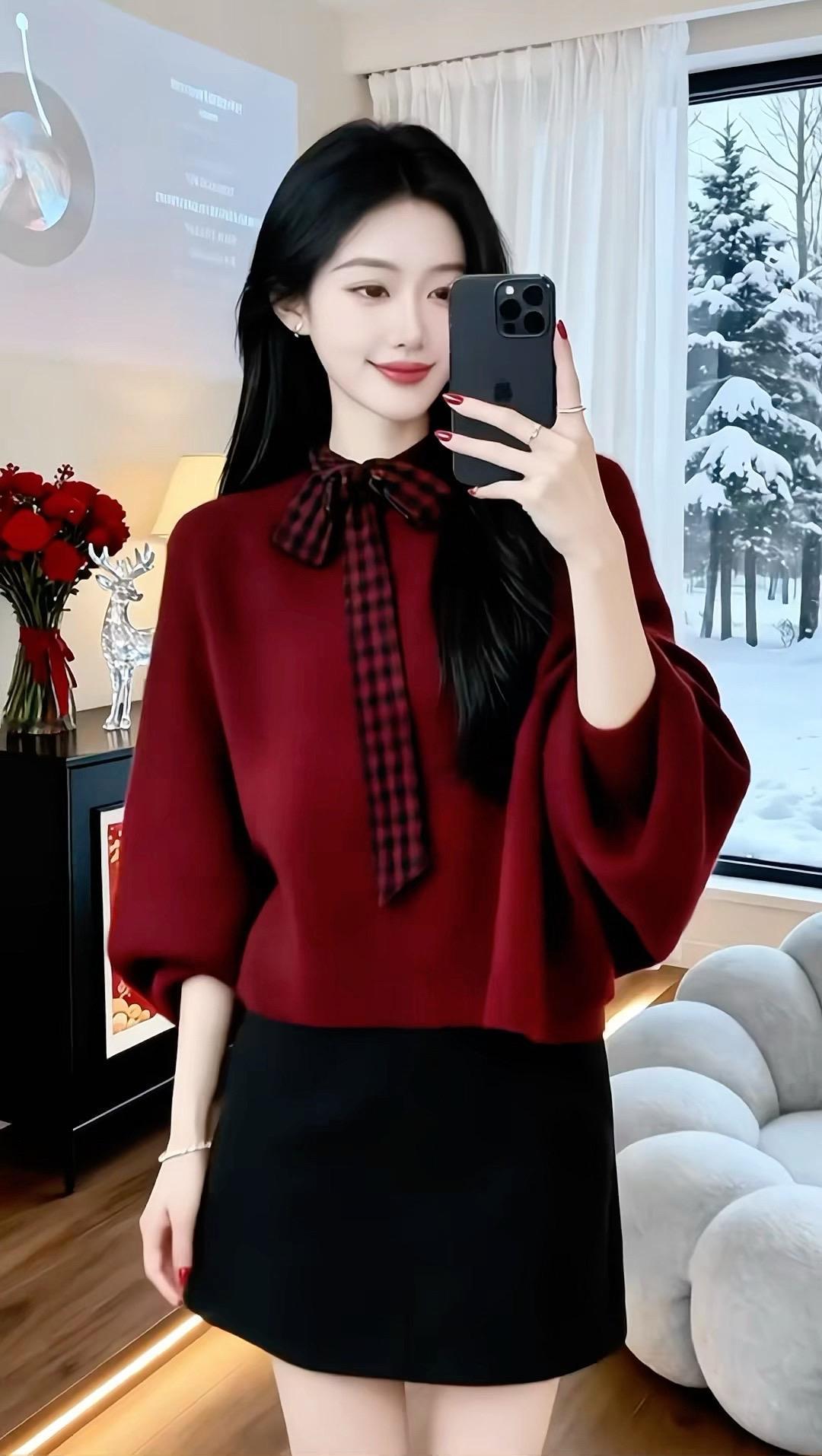 法式仙女裙来了 针织衫穿搭 新年穿搭红红火火 小个子穿搭轻熟风穿搭