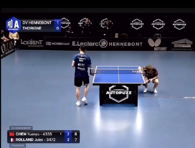 陈垣宇法甲联赛首胜! 
国乒新星、世排24位的陈垣宇在法甲首秀中以3比2险胜法国