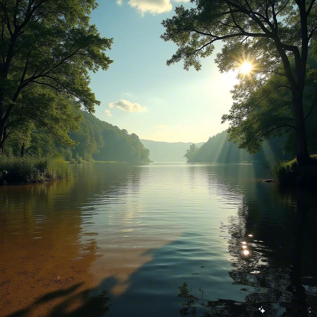 晨光洒湖面，心灵如洗。愿你每天都能感受到自然的美好，心想事成，万事如意！ 风景 