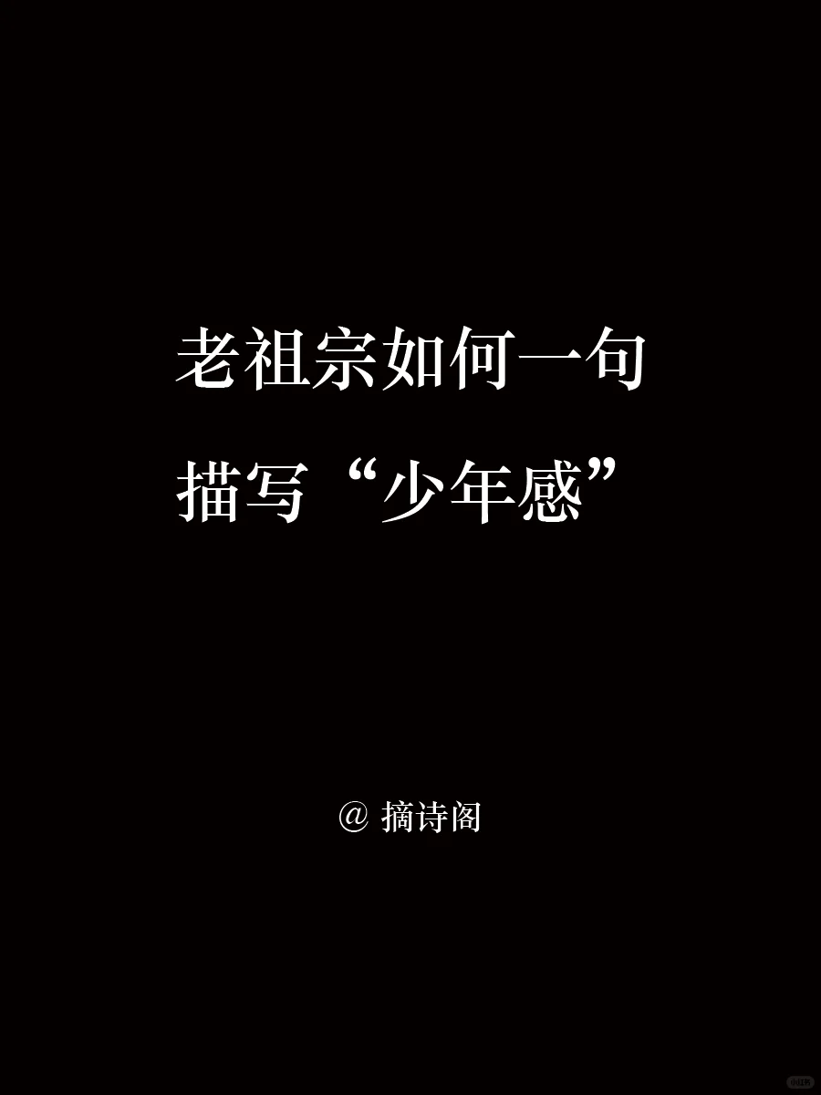 老祖宗如何一句描写少年感