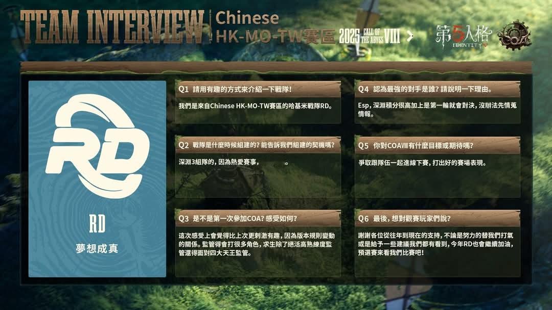 深渊的呼唤Ⅷ - 港澳台赛区预选赛战队 - 战队采访港澳台赛区8支参赛战队接受官