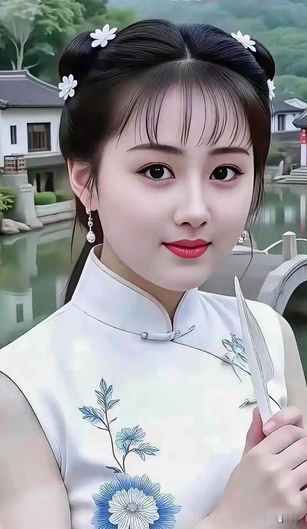 古典美人手持折扇，古风韵味十足！🌸💄👗