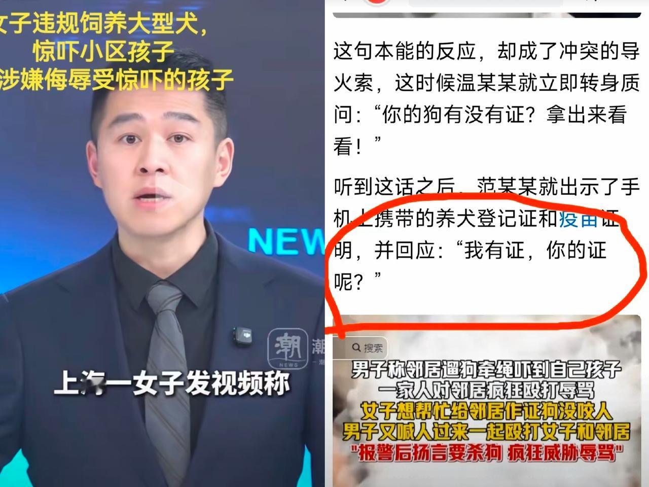 网爆上海一女子涉嫌违规饲养大型犬只，并在小区遛狗时不戴口罩，惊吓孩子之后态度恶劣