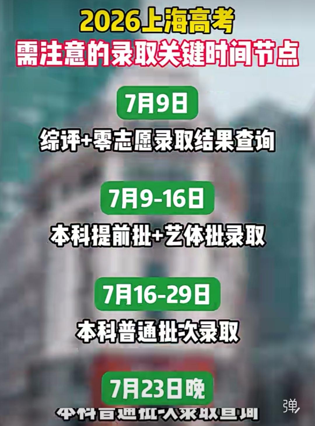 上海高考综评批次完成后，接下来就是提前批次，最重要的是7月19日的本科普通批次录