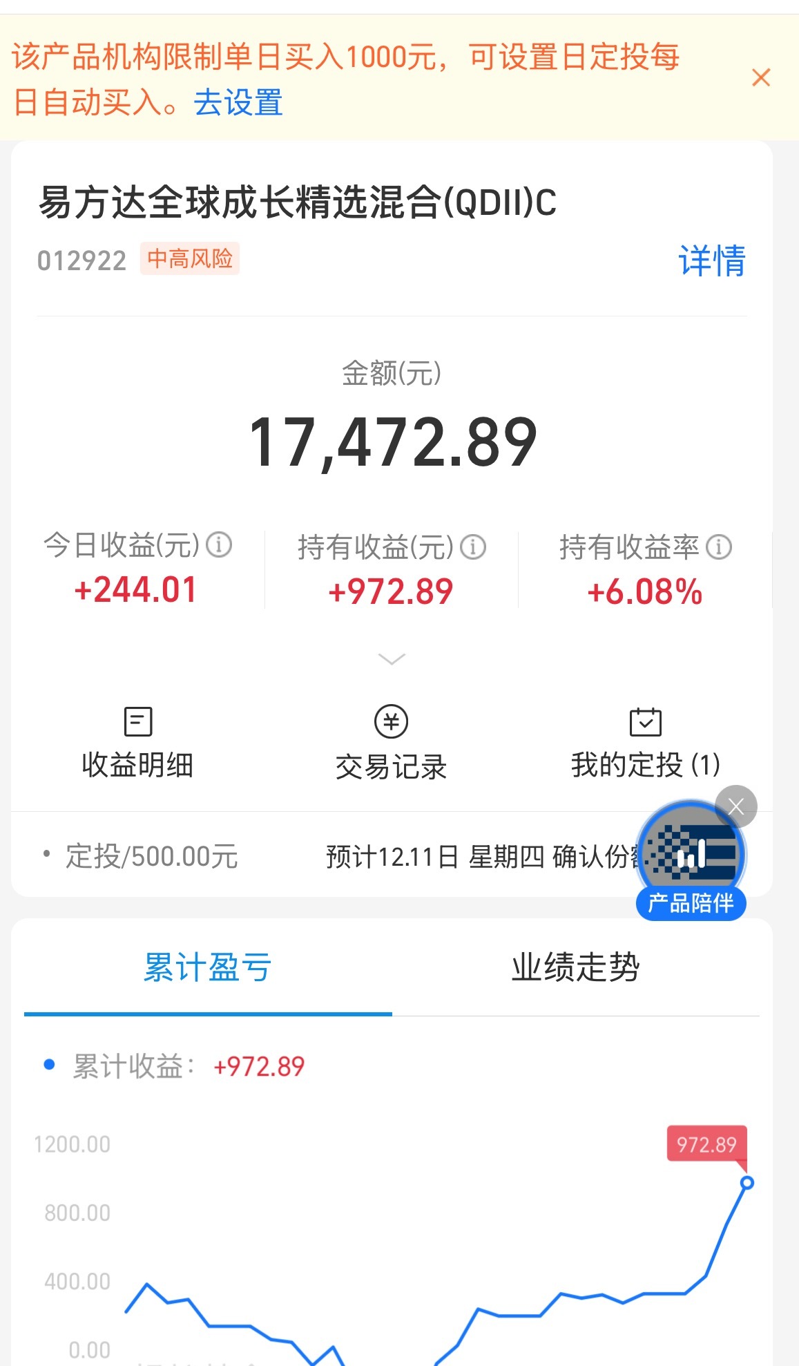这小子挺强啊，明天把定投改成1000 