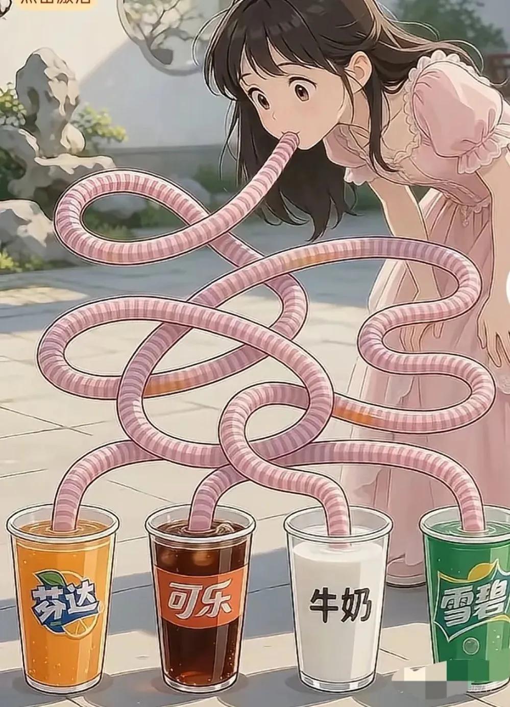 小女孩喝的是雪碧还是可乐