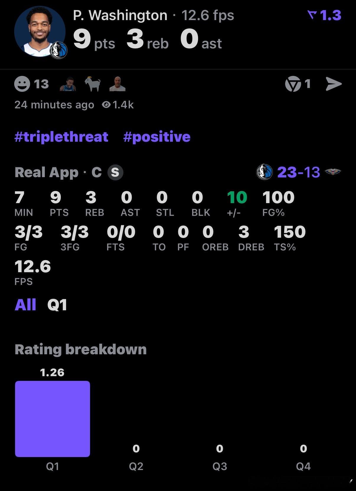 PJ开场三分3/3，瞬间领先10分。今天又不演了？又要赢？鹈鹕vs独行侠独行侠v