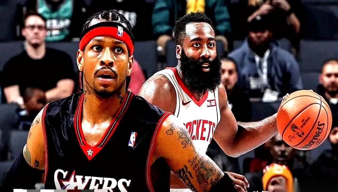 四届得分王艾弗森，三届得分王哈登。
假设你球队万事俱备，就差一个夺冠后卫，这两人