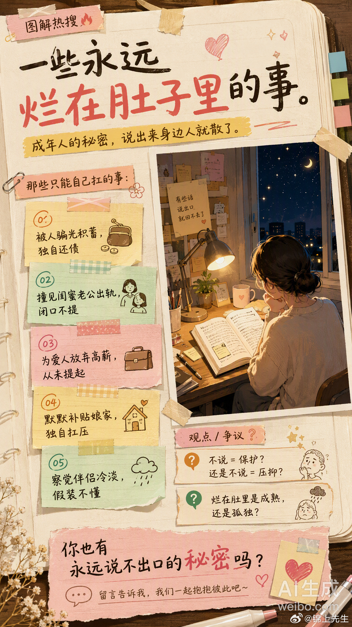 一些永远烂在肚子里的事成年人的世界里，谁还没几件“烂在肚子里”的事？不是不想说，