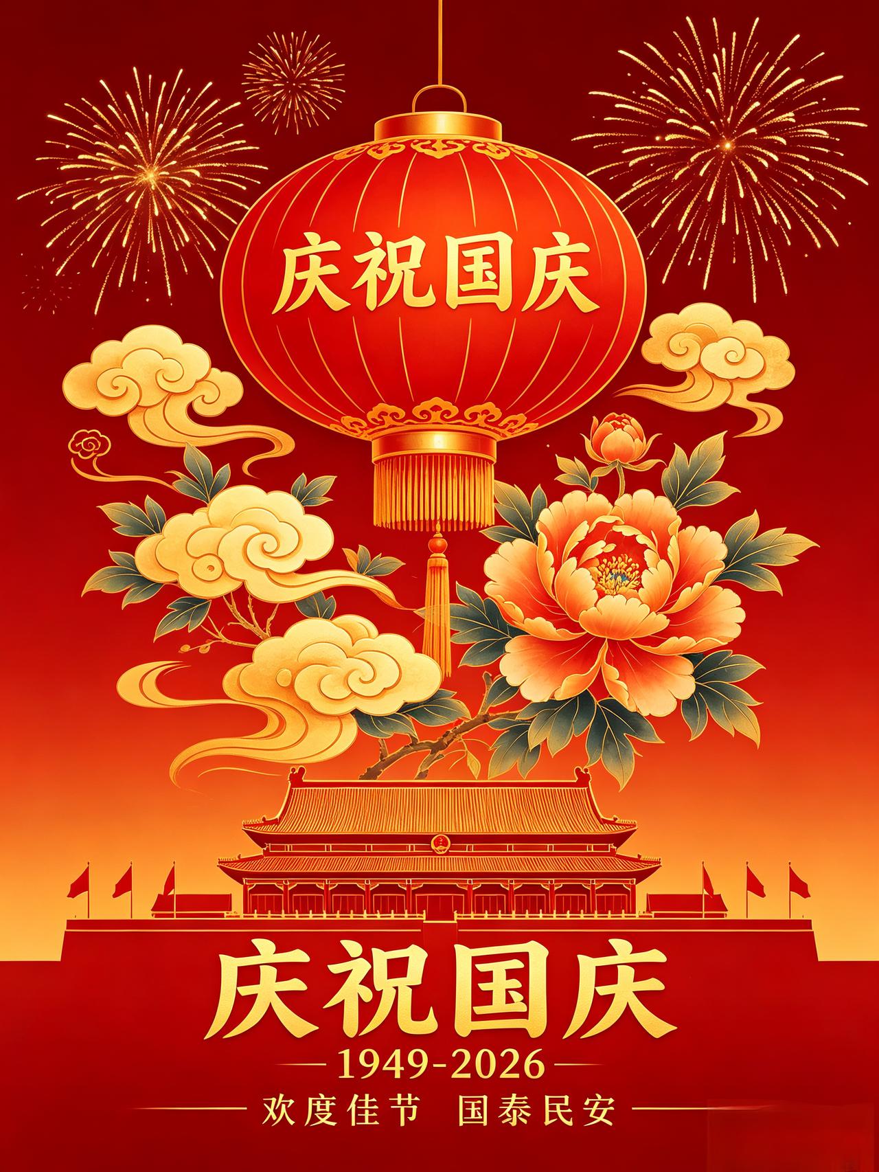 七律·国庆
🇨🇳
万里山河焕锦章，
神州华诞溢馨香。
红旗漫卷风云阔，
大地