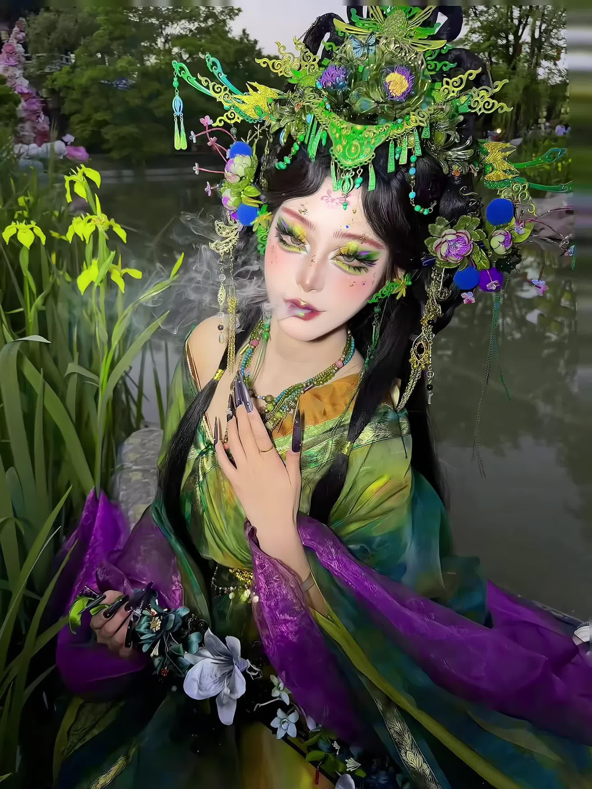 一池清绿，一身妖冶风华