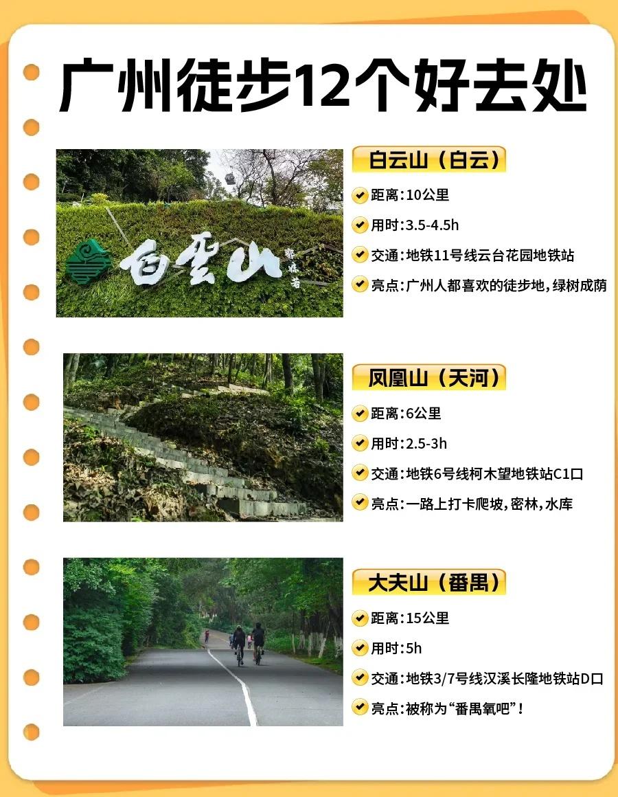 广州徒步攻略🌿12条路线新手也能冲！
宝子们！广州这些徒步线地铁直达，新手友好