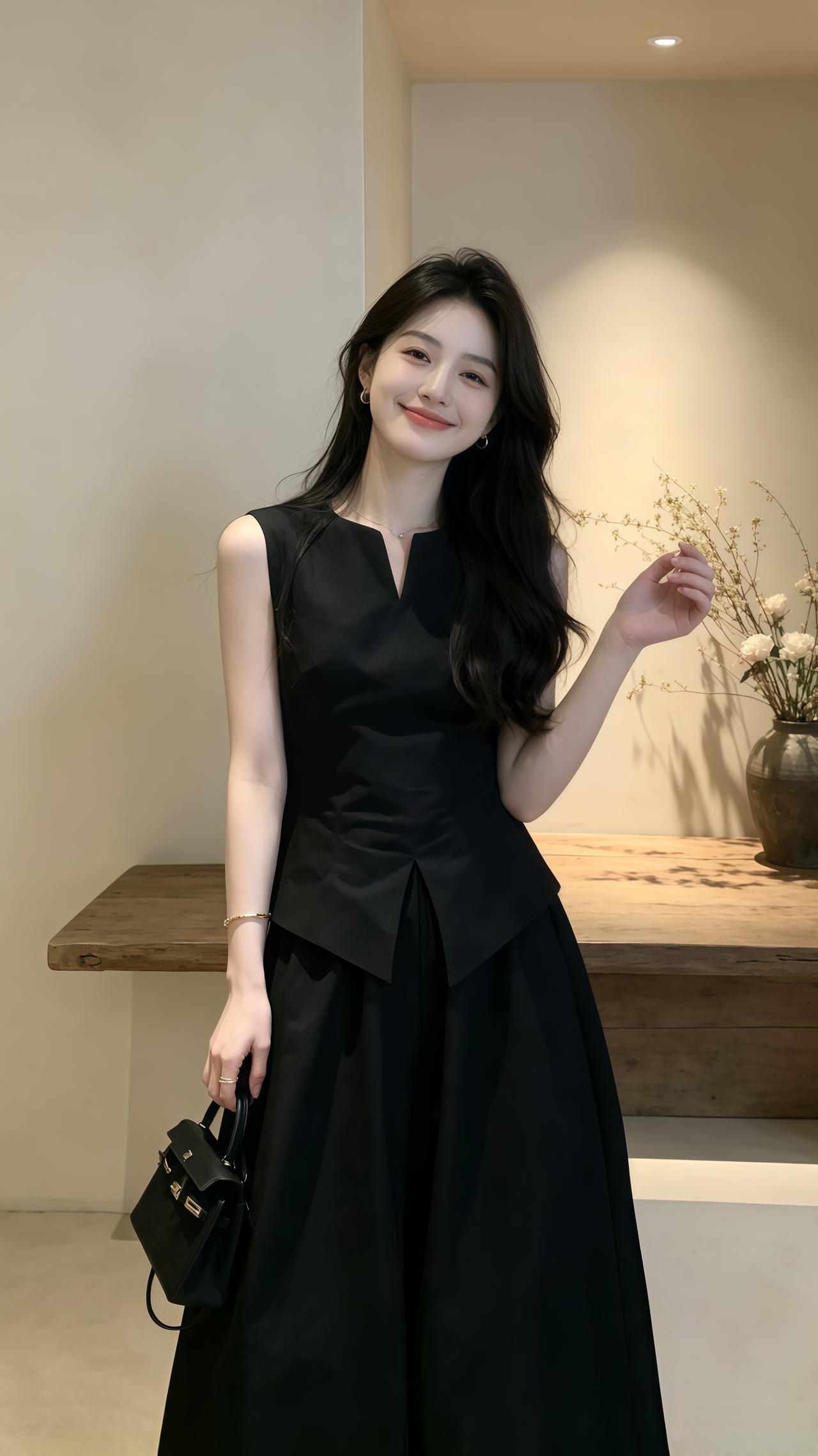 梨型身材怎么穿出少女感 赫本风小黑裙 无袖小黑裙 韩系穿搭穿搭