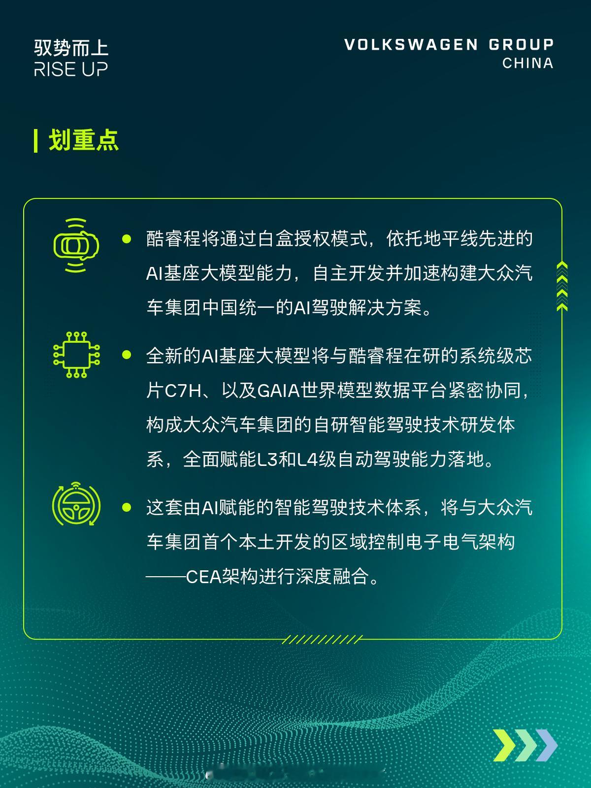 大众与地平线官宣L3L4合作大众跟地平线合作也不奇怪，之前他们就有合资公司，合作