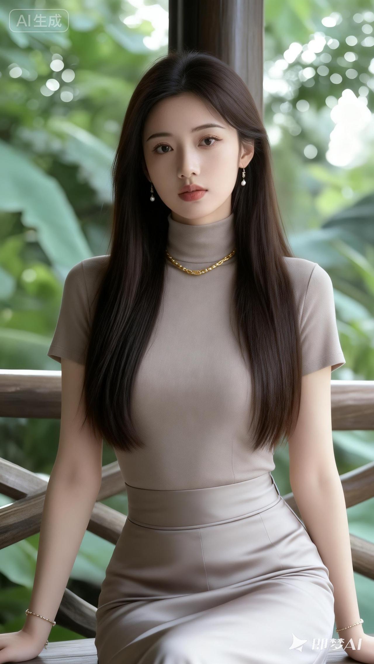 优雅气质，自然光下，简约时尚的穿搭