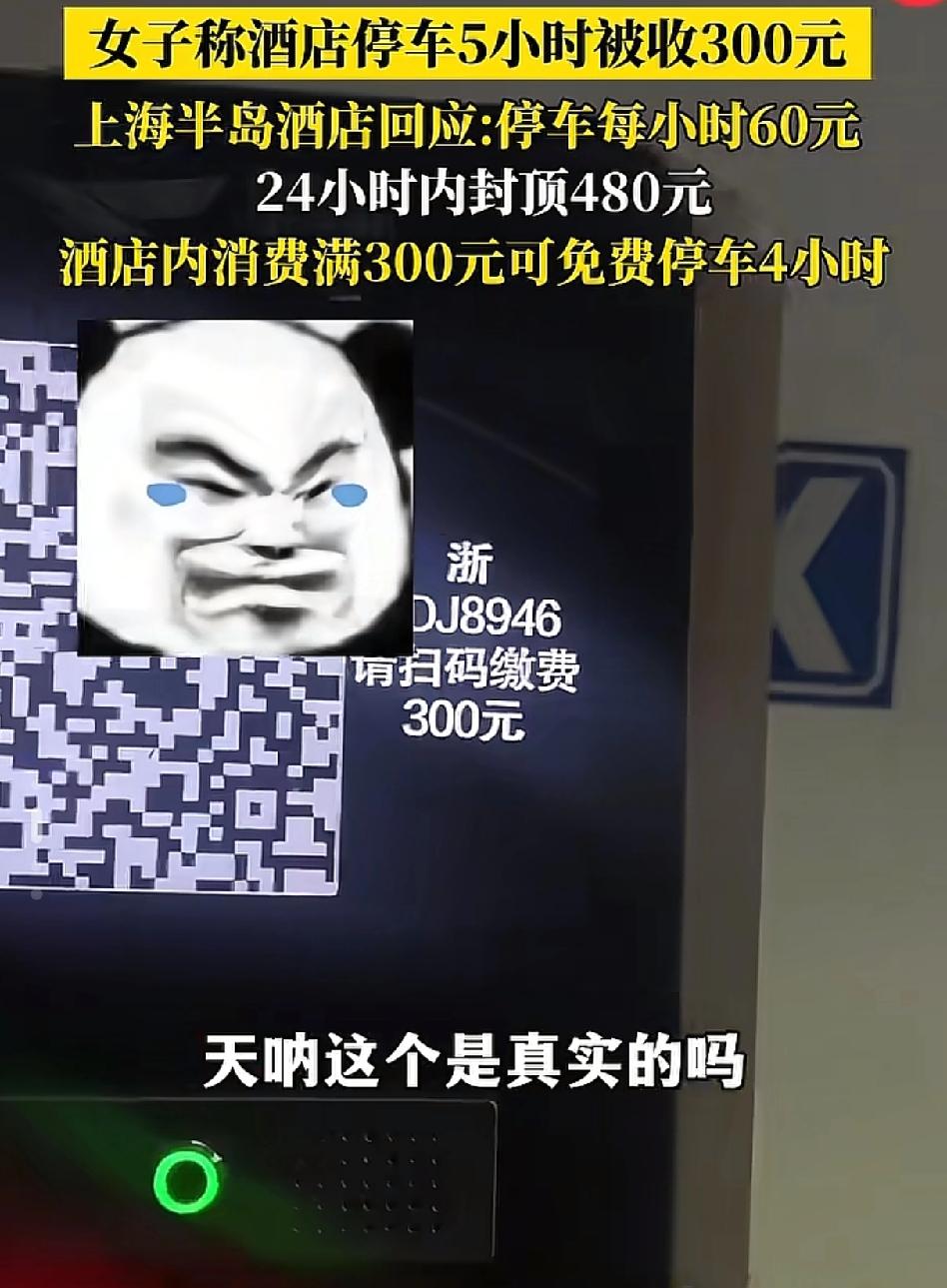 上海酒店出现“停车刺客”！
 
最近上海的钱女士去半岛酒店对面吃饭，图方便把车停