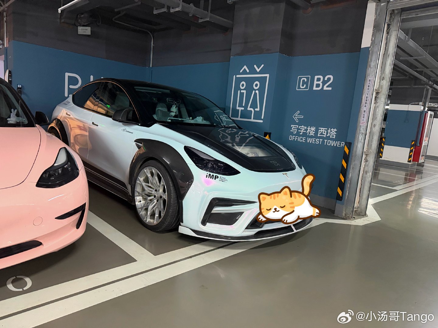 这是...特斯拉model y ？！远处第一眼没看出来，以为是什么跑车[允悲]这