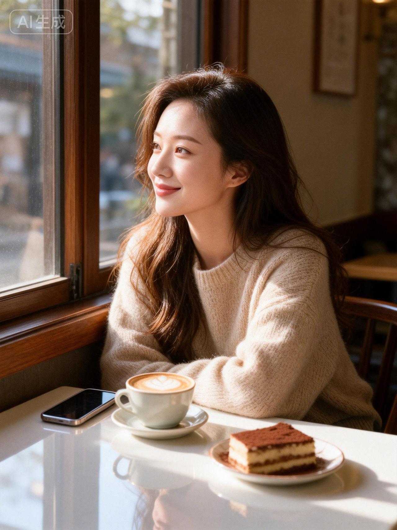 阳光洒进咖啡馆，温暖的一天从一杯咖啡开始。