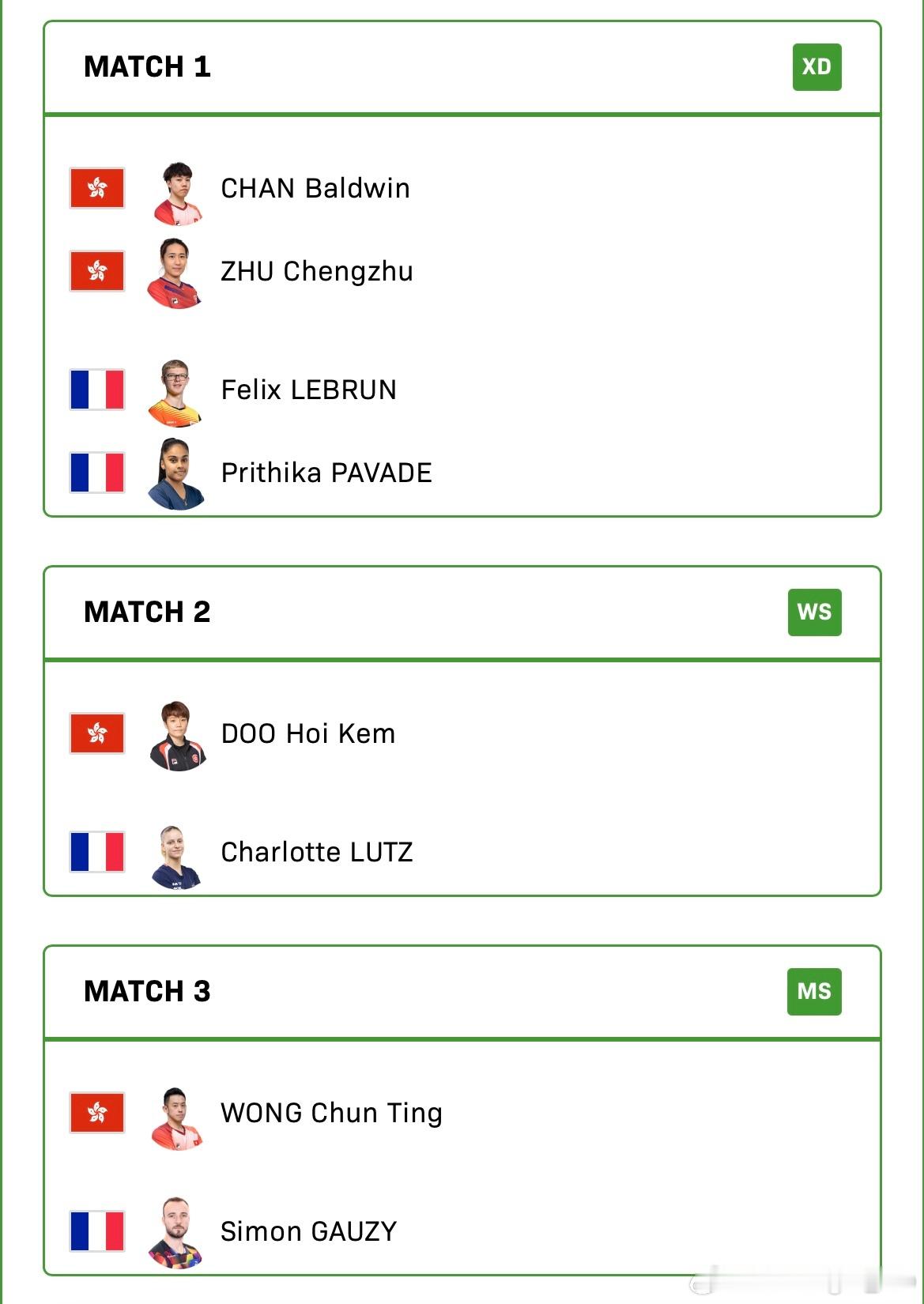 2025成都混合团体世界杯 第二阶段🇭🇰中国香港🆚法国🇫🇷朱成竹/陈颢