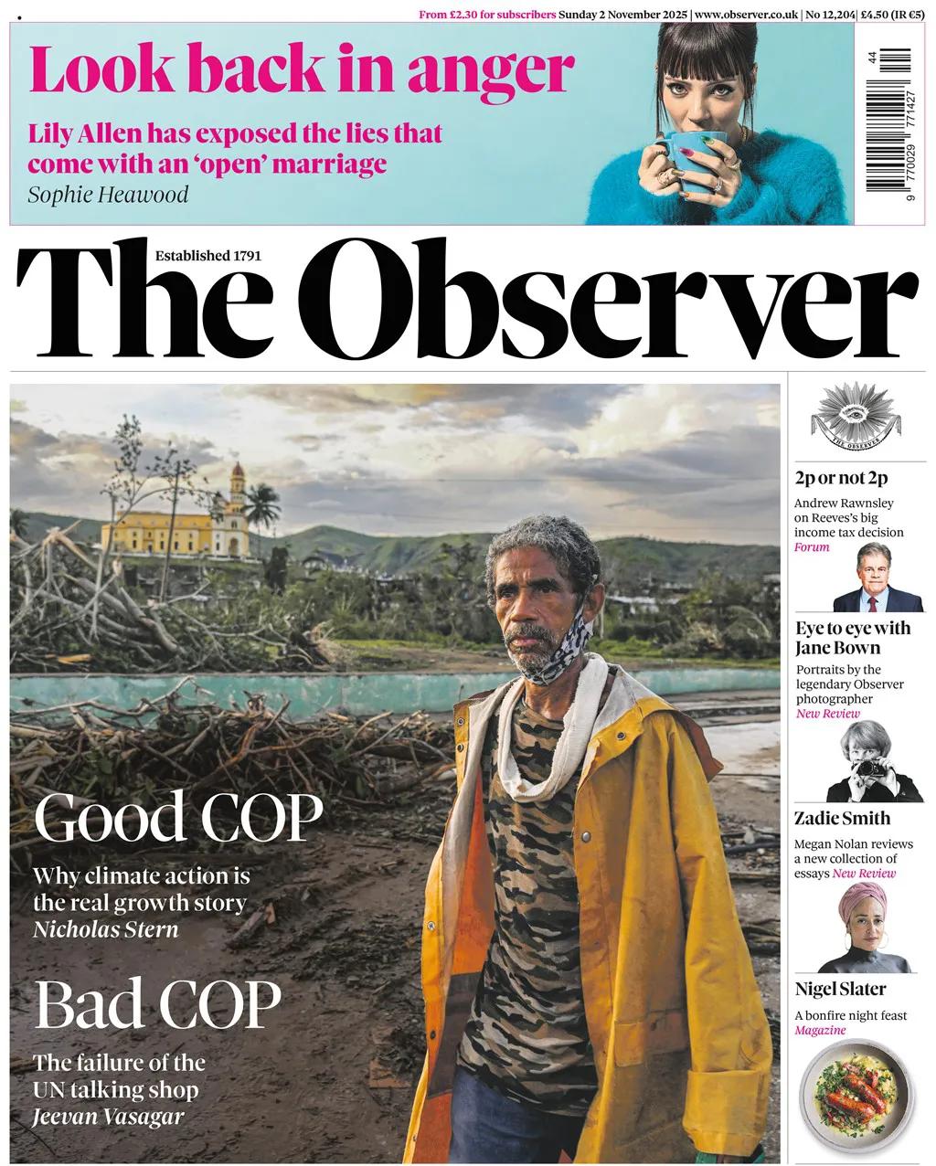 《观察者报》内刊登的一篇报道跟随了一张玛丽莎飓风过后的震撼照片，这场飓风本周袭击