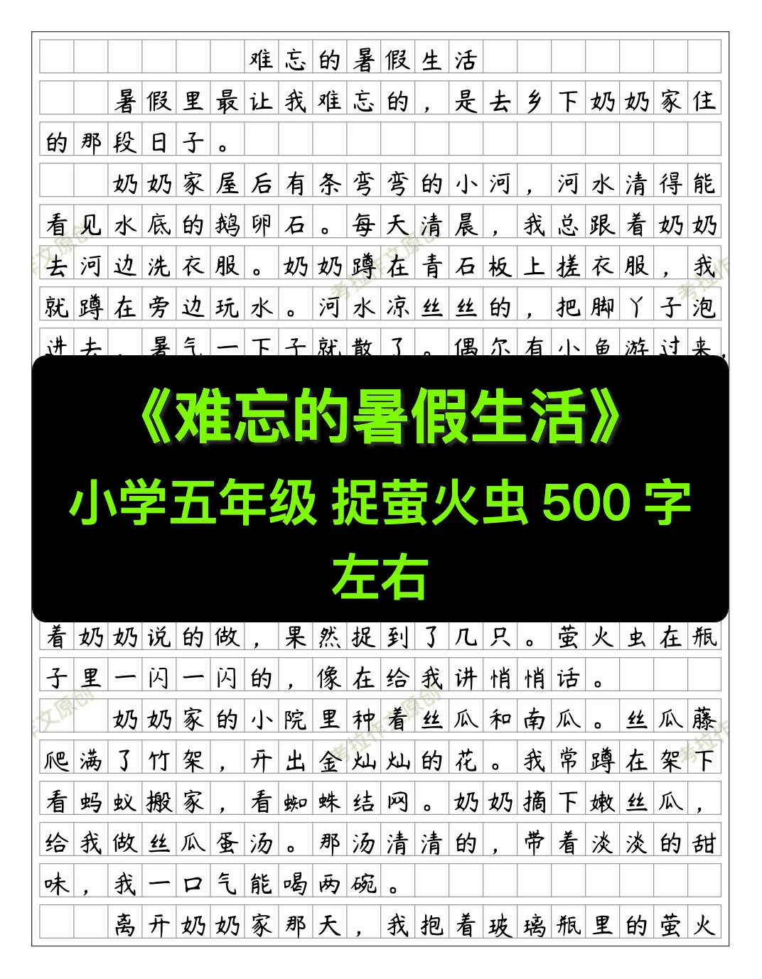 《难忘的暑假生活》暑假作文